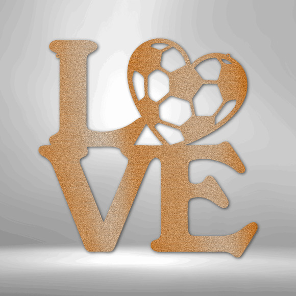 Soccer Love Steel Sign Laser Cut Powder Coated Home & Office Metal Wall Decor Mu